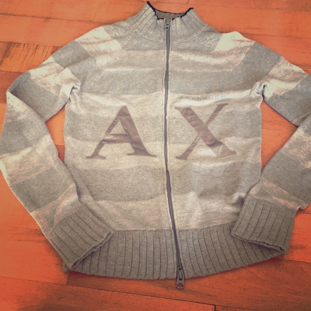 Armani striped zipup sweater